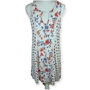 TRIXXI WHITE, BLUE, & PINK FLORAL DRESS SZ.M EUC